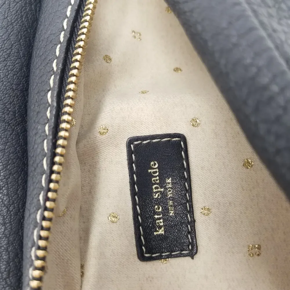 Kate Spade Y2K Black Leather Clutch Purse Gold Buckle Baguette